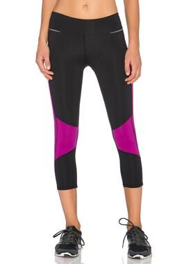 Alala Blocked Crop Tights S Mid Rise Fitted Stretch Running Black Magenta